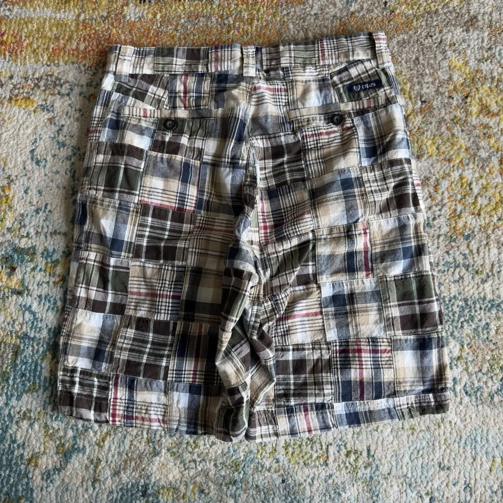 Vintage Chaps Plaid Patchwork Shorts Men's Size 30 Gorpcore Skater Outer Banks